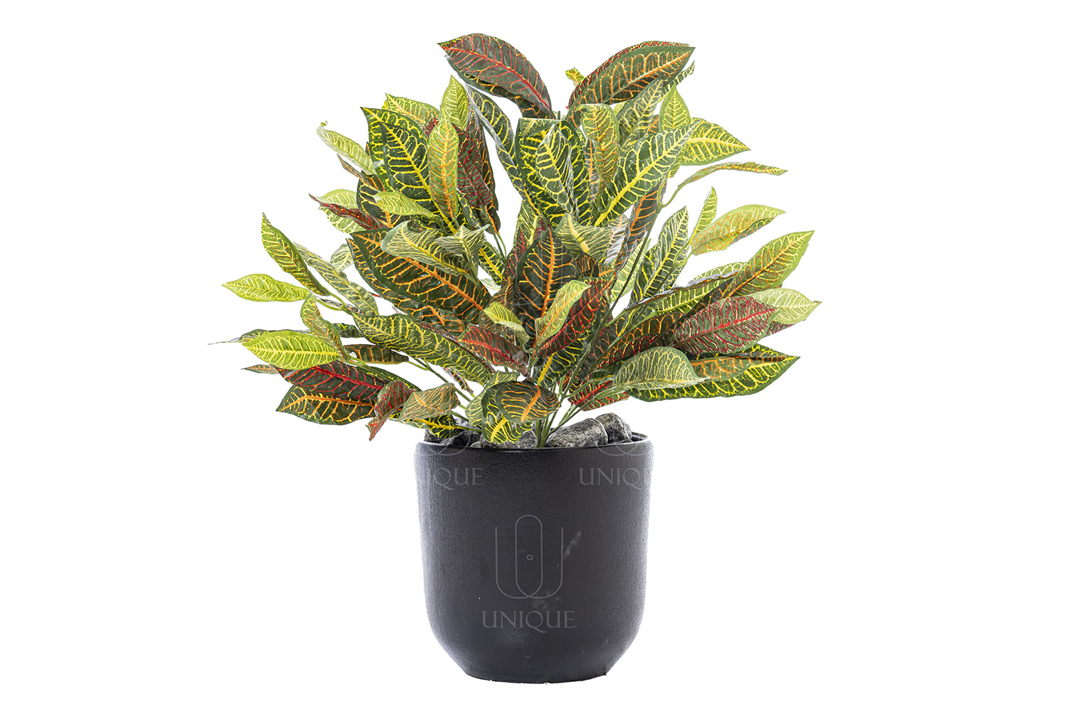 Crotons Artificial Plant Bunch Orange in Yellow H25CM