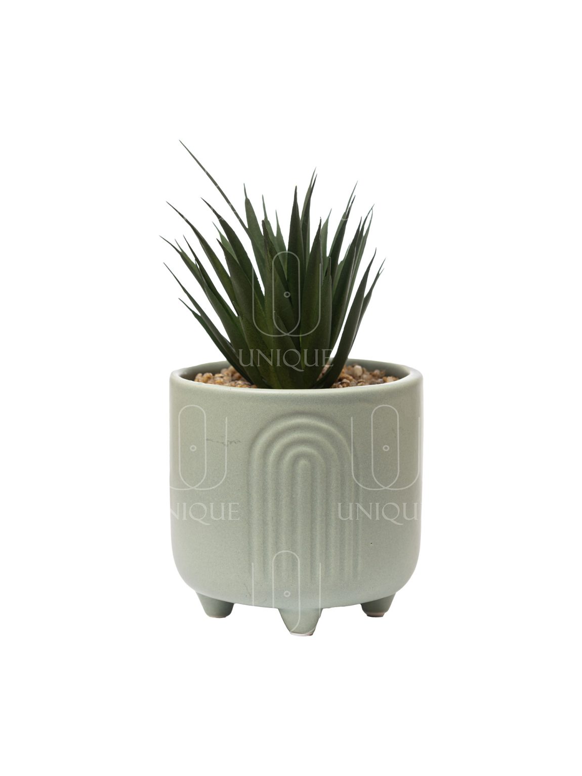 Custom Ceramic Planter with Green Artificial Plant