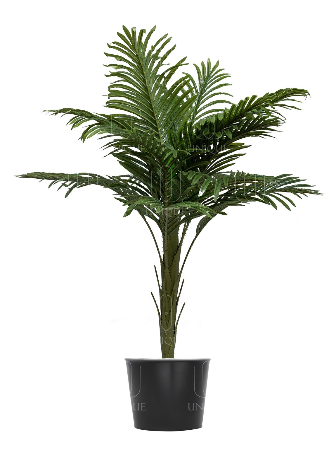 Areca Artificial Palm Tree Single Trunk H125CM Potted In Black Plastic Pot D15-20CM