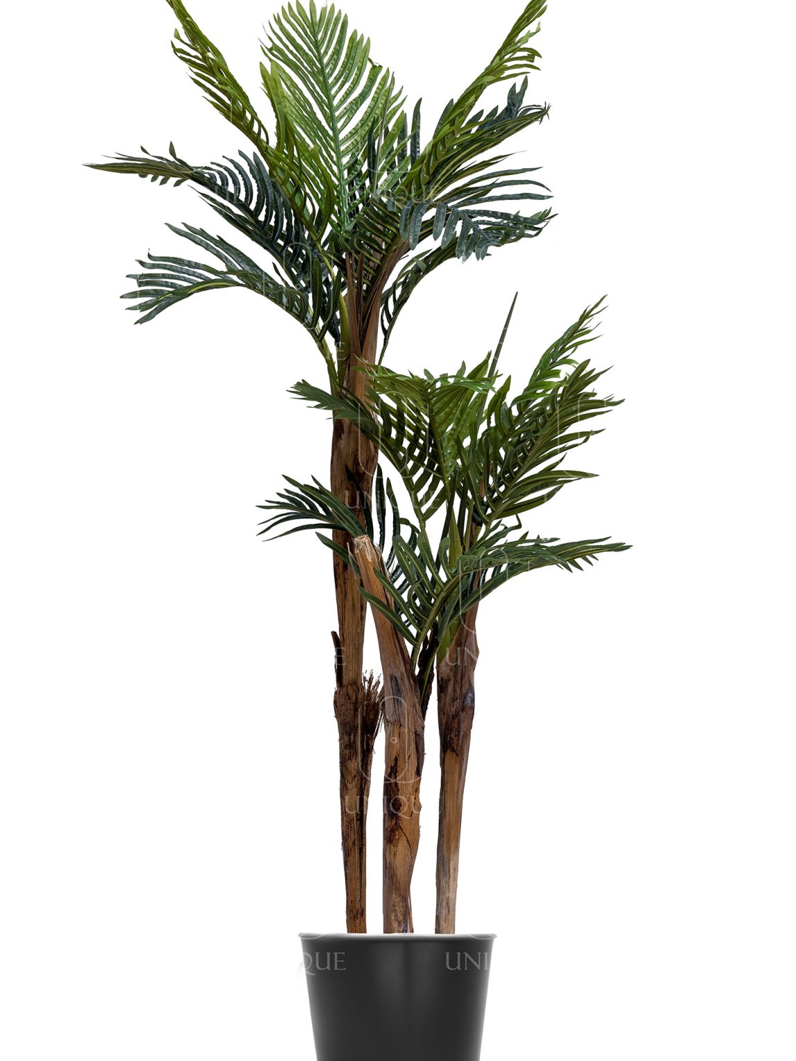 Areca Artificial Palm Tree Triple Loaf Trunks H180CM Potted In Black Plastic Pot D15-20CM