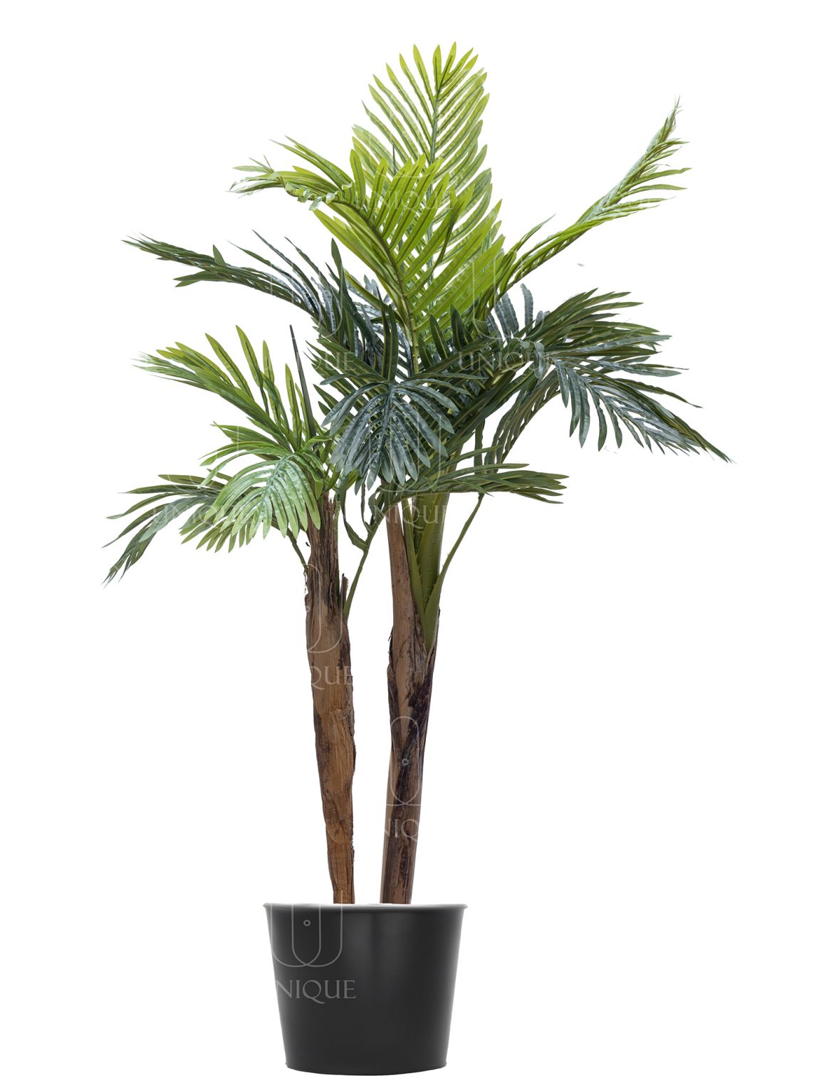 Areca Artificial Palm Tree Double Loaf Trunks H130CM Potted In Black Plastic Pot D15-20CM