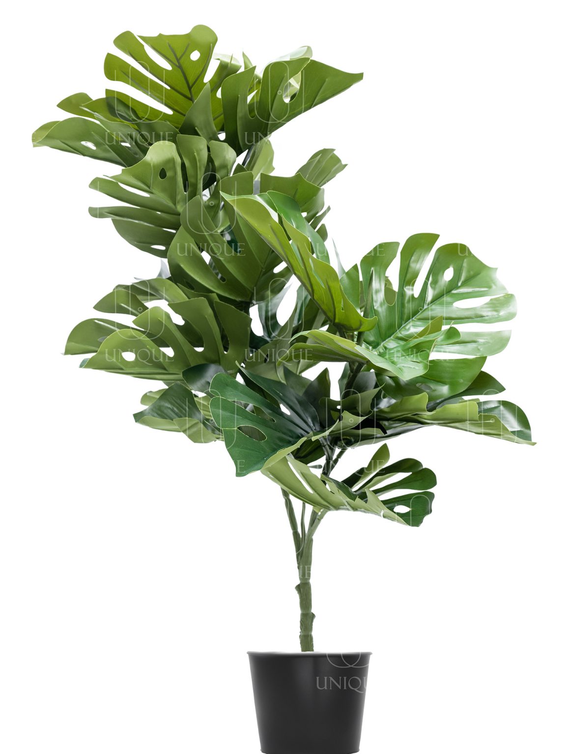Monstera Artificial Tree H100CM Potted In Black Plastic Pot D15-20CM