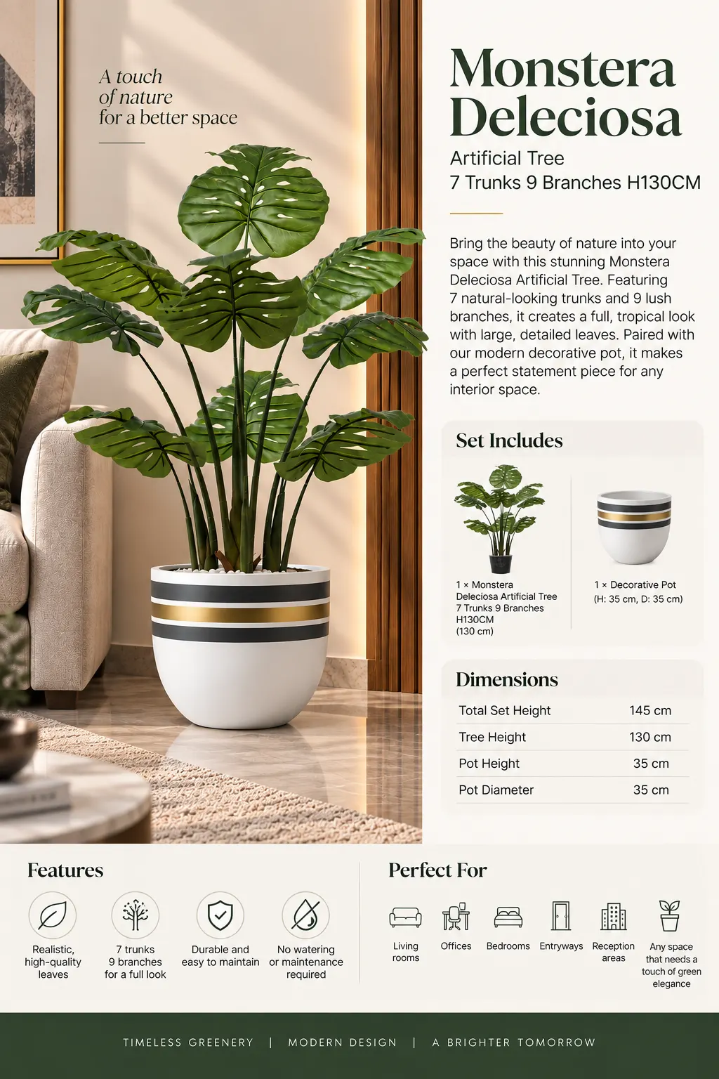 UN Set5 : 130cm Tree with Decorative Pot - Image 4