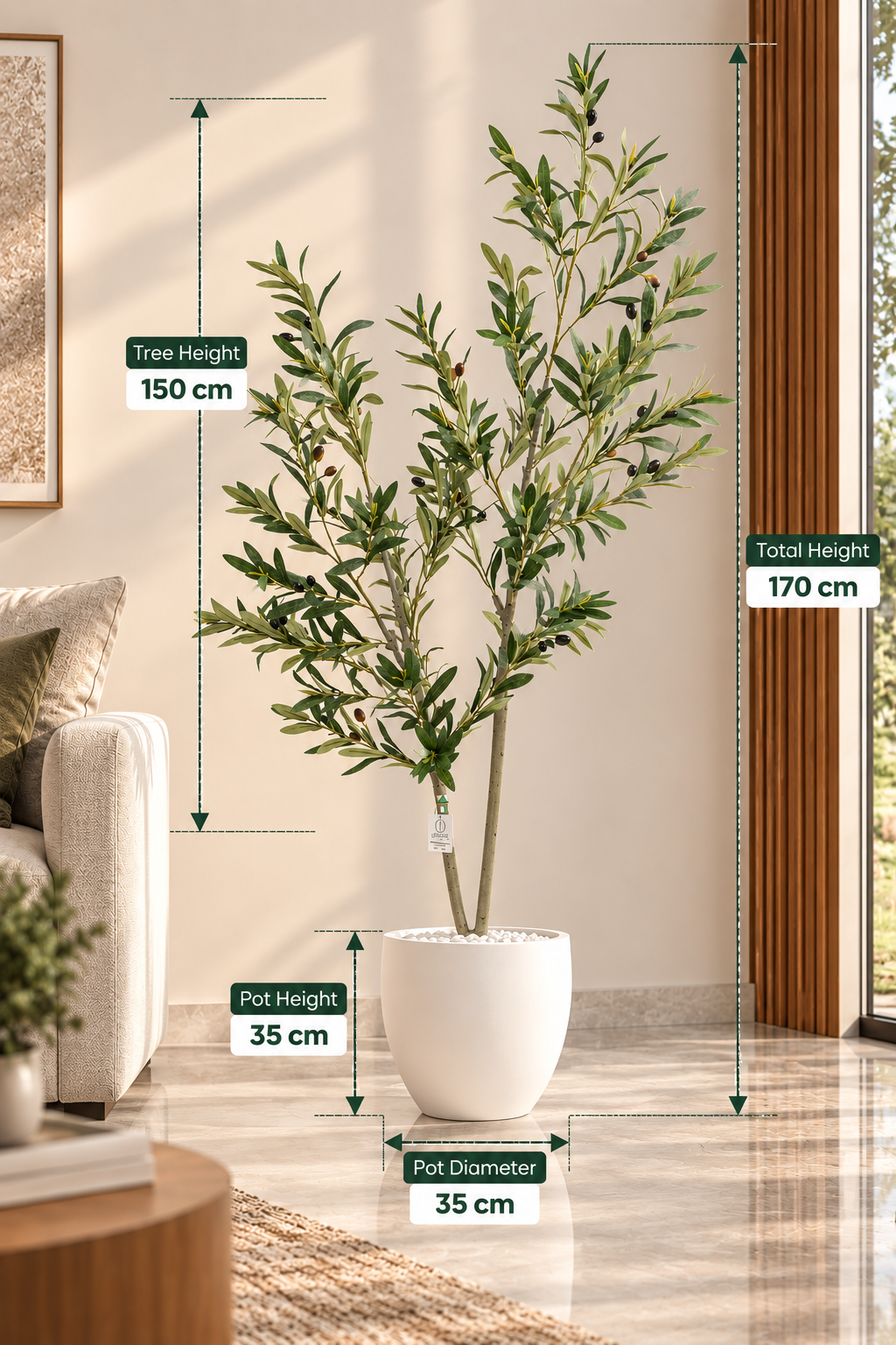 UN Set9 : 150cm Olive Tree with Decorative Pot - Image 3
